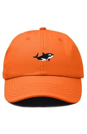 Dalix Killer Whale Embroidered Dad Hat in Orange at Nordstrom