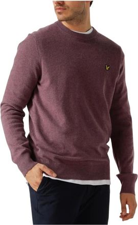 Lyle & Scott Paarse Lamswollen Trui met Ronde Hals - Heren - Ronde hals truien - Paars - S - Wol - Truien & Vesten