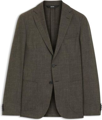 BOSS Slim-fit jacket in virgin wool and linen