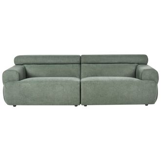 Beliani Sof&aacute; De 3 Plazas Tapizado De Tela Reposabrazos Reposacabezas Estilo Moderno Verde Hovden