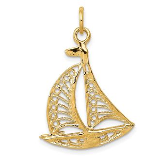 Diamond2Deal 14k Yellow Gold Sailboat Charm