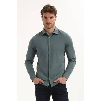 Gabbiano regular casual overhemd grijsblauw