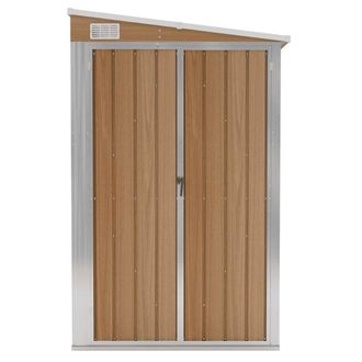 Berkfield Home Durable Wall-mounted Garden Shed Brown 118x288x178 cm Galvanised Steel | Size: 118 x 288 x 178 cm