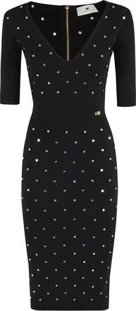 Elisabetta Franchi studded V-neck midi dress - Black