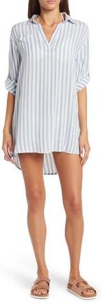 Boho Me Yarn Dye Stripe Cover-Up Tunic in Chambray Stripe at Nordstrom Rack, Size X-Large