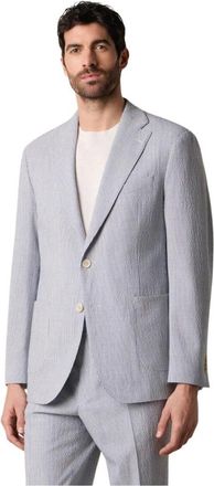 Brooks Brothers Seersucker Blazer - Heren - Blazers - Blauw - M - Wol - Jassen