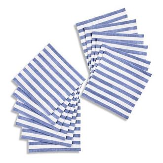 Solino Home Linen Cocktail Napkins - Amalfi Stripe, 6 x 6 in Navy And White at Nordstrom, Size Small