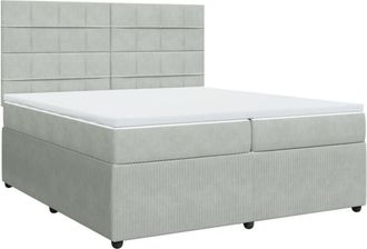 vidaXL Vidaxl - Cama Box Spring Con Colch&oacute;n Terciopelo Gris Claro 200x200 Cm
