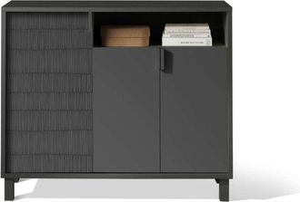 HERDASA Herdasa - Recibidor zapatero 3 puertas con serigrafía bambú acabado grafito 88 cm (alto) x 100 cm (ancho) x 37 cm (prof.)