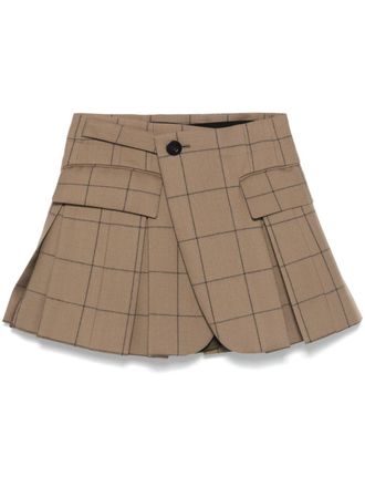 sacai Shorts met vensterprint - Bruin