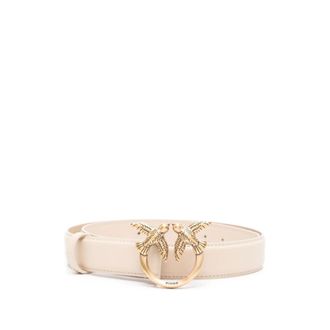 Pinko Love Birds Riem - Dames - Riemen - Beige - XS - Leer - Accessoires