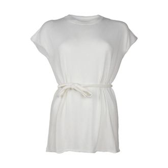 Alpha Studio T-Shirts, female, White, XS, Stylish Cotton Kimono with Belt