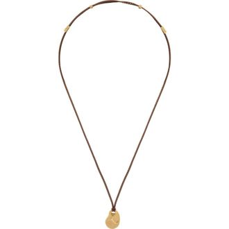 Reiss Leather Cord Pendant Necklace in Gold Tone /Tan at Nordstrom