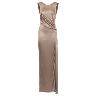 Elisabetta Franchi Dames, Jurken, Bruin, Maat: XL Viscose