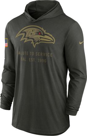 Nike Baltimore Ravens Salute to Service Sideline Mens Nike Mens Dri-FIT NFL Long-Sleeve Hooded Top in Green | 02G93JGA23-W8F