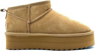 Colors Of California Bruin Leren Platte Schoenen Herfst Winter - Dames - Winterlaarzen - Bruin - 39 EU - Schoenen