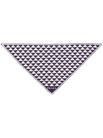 Prada geometric-print silk scarf - women - Silk - One Size - Blue