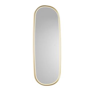 QAZQA Qazqa - Moderno Espejo De Ba&ntilde;o Moderno Dorado Con Led Y Atenuador T&aacute;ctil - Geraldien Vidrio /aluminio Ovalada Incluye Led Max. 1 X 28 Watt