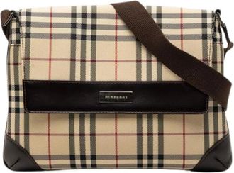 Burberry Pre-owned Cross Body Bags, female, Beige, Size: ONE SIZE Pre-owned Canvas Crossbody Bag