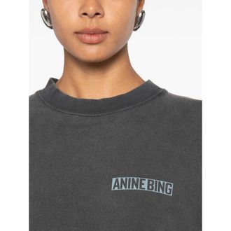 Anine Bing Washed Cotton Logo Sweatshirt - Gray