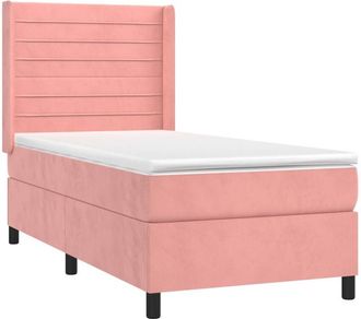 vidaXL Vidaxl - Cama Box Spring Colch&oacute;n Y Led Terciopelo Rosa 100x200 Cm