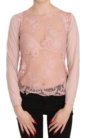 Pink Memories MEMORIES Lace See Through Long Sleeve Top Womens Blouse