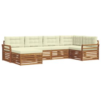 vidaXL Conjunto De Sof&aacute;s De Exterior Con Coj&iacute;n 6 Pcs Natural Y Crema Vidaxl