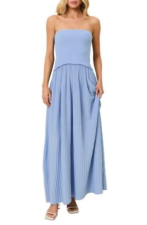 Solid & Striped Soglio Strapless Rib Maxi Dress in Blue Lagoon at Nordstrom, Size X-Small