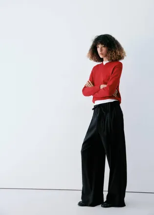 Mango Pantaloni diritti laccio navy - Donna - XS - MANGO