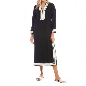 Karen Kane Womens The St Tropez Midi Dress In Black With Cream
