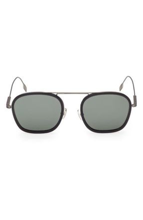 Ermenegildo Zegna 51mm Navigator Sunglasses in Satin Dark Grey /Milky Grey at Nordstrom