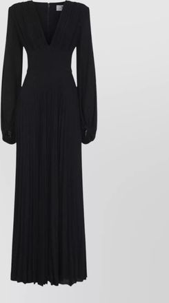 Elisabetta Franchi lurex pleated v-neck maxi dress
