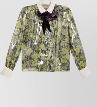 Valentino sheer floral jacket collared neck bow