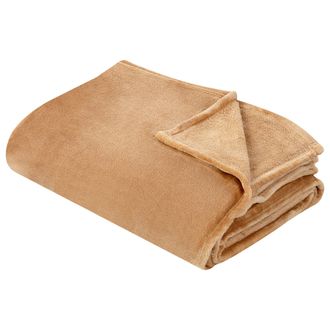 Beliani Manta Beige Arena 200 X 220 Cm Poli&eacute;ster Colcha Cubrecama Suave Moderno Bayburt