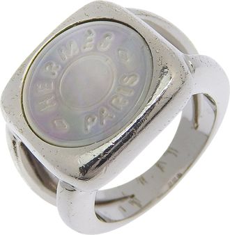 Herm&egrave;s Silver Shell Silver 925 Band Ring (Pre-Owned)
