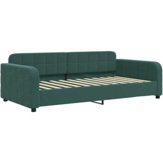 vidaXL Sof&aacute; Cama Sin Colch&oacute;n Terciopelo Verde Oscuro 100x200 Cm Vidaxl