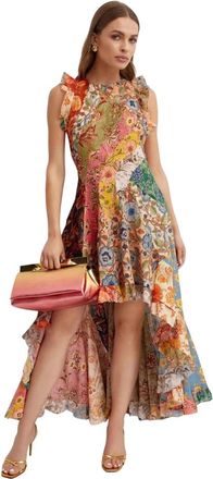 Zimmermann Junie Racer Back Midi Jurk - Dames - Zomerkleedjes - Veelkleurig - S - Katoen - Kleedjes