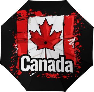 Generic Canada Flag Love Canada Umbrella Travel Umbrella Windproof Automatic Umbrellas Compact Folding Umbrella for Men Women Manual