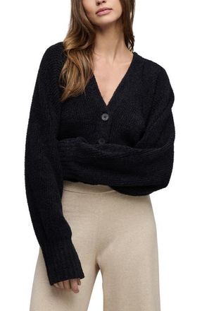 Barefoot Dreams CozyChic Lite Crop Cardigan in Black at Nordstrom, Size X-Small
