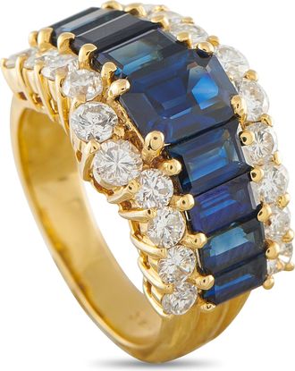Luxury Bazaar 18K Yellow Gold 1.40ct Diamond and Sapphire Ring MF26-050126