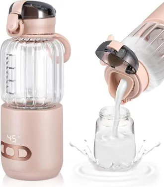 OEM Calientabiberones Port&aacute;til, Calentador De Agua Port&aacute;til Para Coche De 400 Ml, Temperatura Ajustable De 37 &deg;c A 55 &deg;c (rosa)