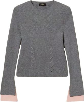 Twinset Turtleneck Trui met Contrasterende Details - Dames - Truien - Grijs - Maat: XS Leer