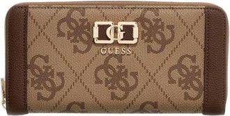 Guess Wallets & Cardholders, female, Brown, Size: ONE SIZE Printed Wallet with Zip and Multiple Pockets