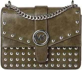 Michael Kors Greenwich Small Studded Distressed Crossbody Bag - Dames - Schoudertassen - Groen - ONE Size - Katoen - Tassen
