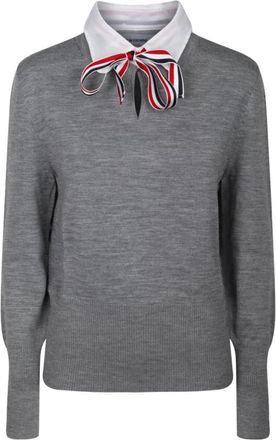 Thom Browne Dames, Truien, Grijs, Maat: 2XS Wol