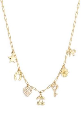 Nordstrom Rack Cubic Zirconia Multicharm Necklace in Clear- Gold at Nordstrom Rack