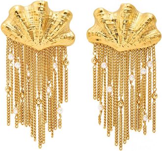 Chloé The Chloé Shells Fringed Drop Earrings - Gold - One Size