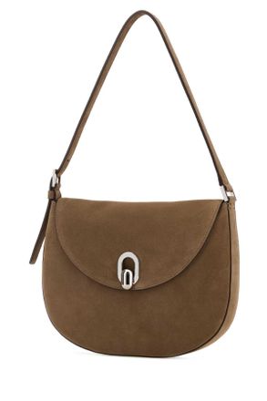 Savette Womens Beige Suede Small Tondo Crossbody Bag Taupe Borse A Mano