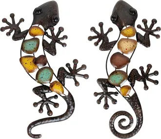 OEM Decoracion Murale Lizard - Metal - 38,6 X 19,1 X 1,5 Cm - Interior Exterior - Pack De 2