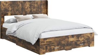 vidaXL Estructura De Cama Con Almacenamiento Y Cabecero Roble Ahumado Vidaxl